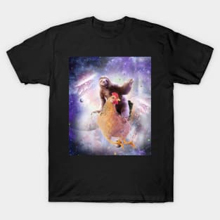 Space Sloth Riding Chicken, Galaxy Sloths Chickens, Funny T-Shirt